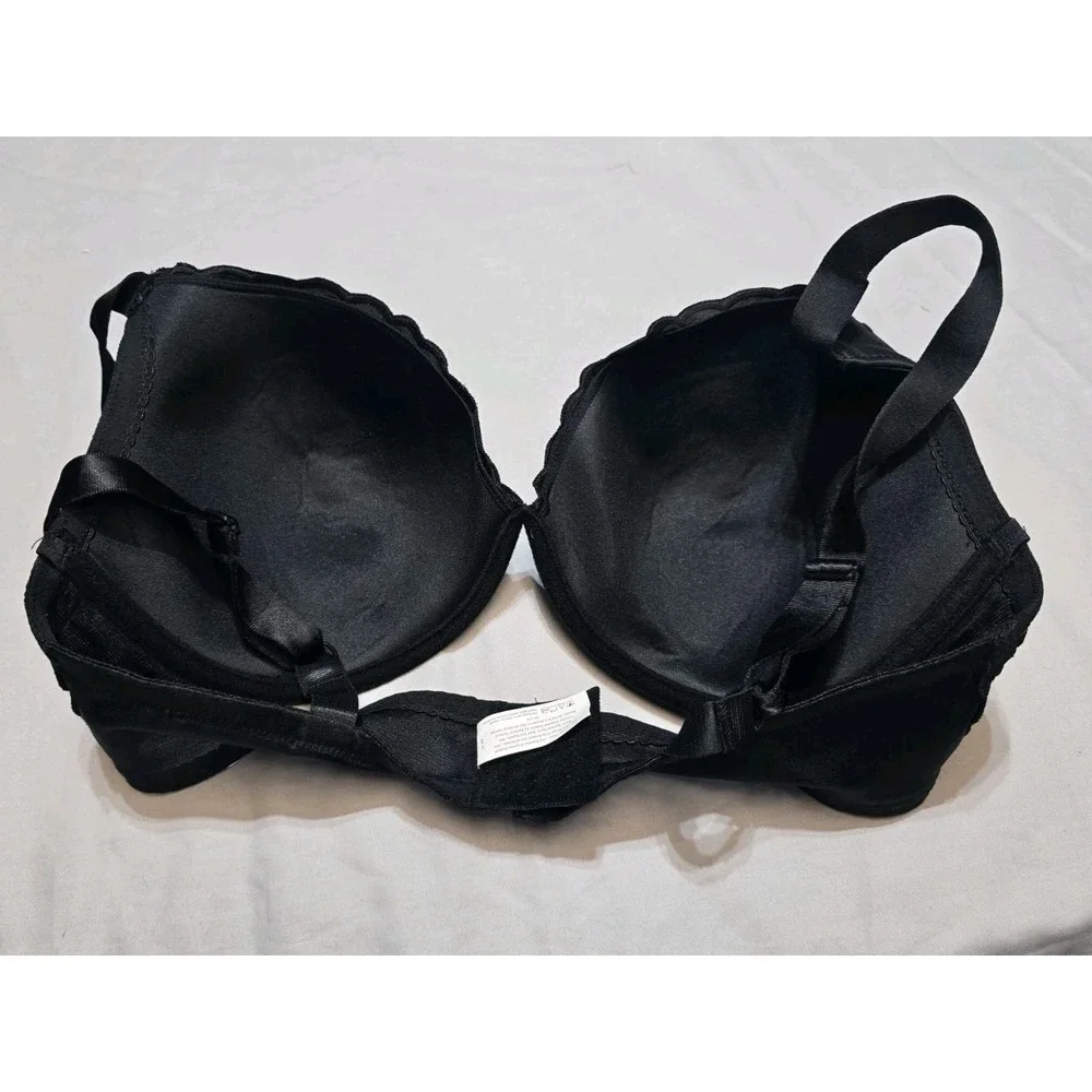 Sweet Nothings Bra 40C Black Plunge UW‎ Lined 8040 Embroidered Cup Maidenform